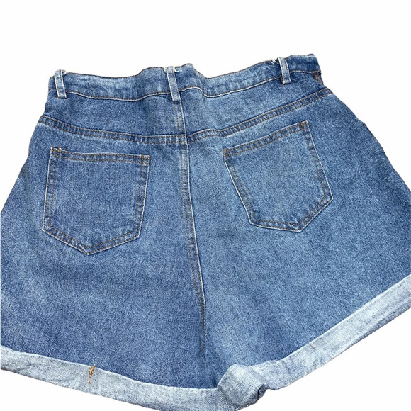 Nasty Gal denim paper bag high waisted shorts size medium - Picture 2 of 8